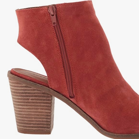 ♥️Size 10 - Lucky Brand Women's Shyna Open Back Block Heel Bootie (Rancho Red) - Picture 4 of 15